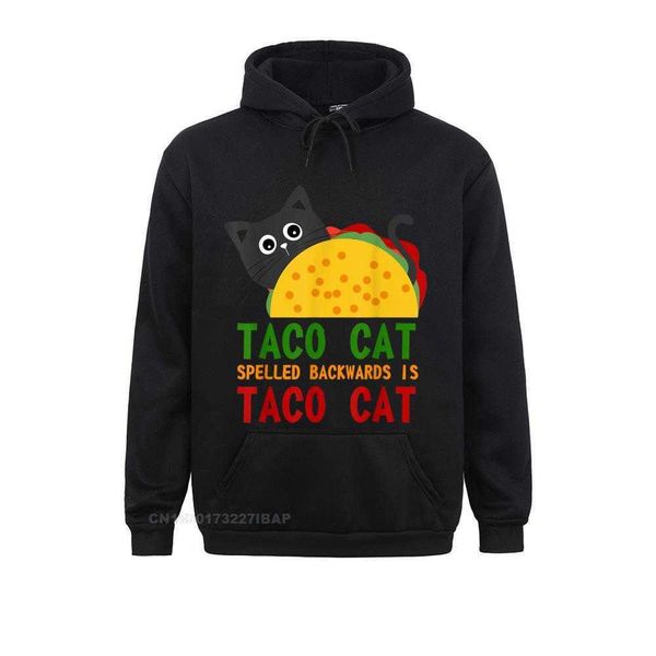 

men's sweatshirt, sportswear, leisure and simple style, with taco cat pattern on the back, novel, Black