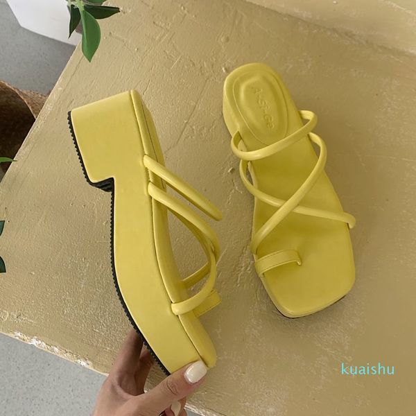 

sandals summer chunky heel woman slippers will see beach flip flops platform slides designer women's sandals y2k shoes 2qdc, Black