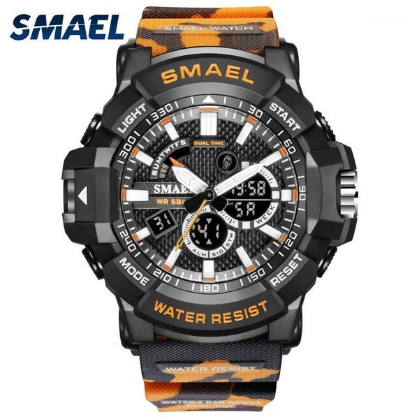 

wristwatches fashion men's sports digital watches led alarm dual time quartz electronic watch man military chronograph analog clock sat, Slivery;brown