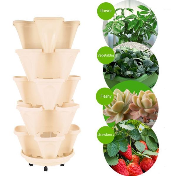 Pflanzgefäße, stapelbar, stereoskopischer Blumentopf, stapelbar, vertikale Pflanze aus Kunststoff für Garten- und Heimdekoration