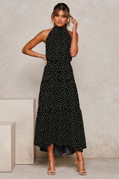

2021 new fashion robe femme casual maxi elegant zomer jurk print women sleeveless vestido de festa and comfortable keb7, Black;gray