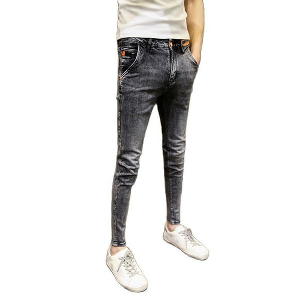 

men's jeans denim for men 2021 skinny spring classic designer school students cowboy slim trendy grey pants man, Blue