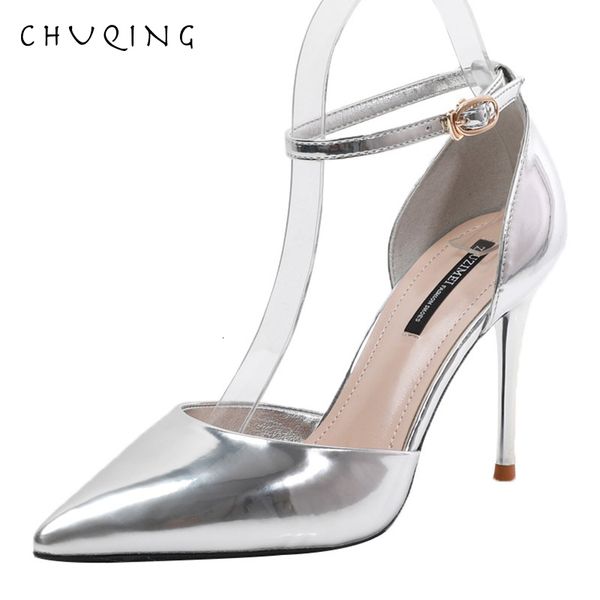 

2021 chuqing pointed high heels spring new fine with shallow mouth single fashion women's shoes patent leather b1wz, Black