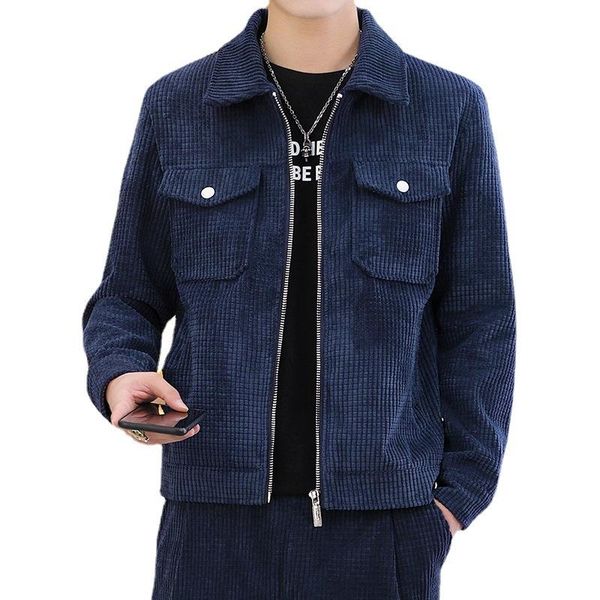 

men's jackets jacket men autumn loose tooling corduroy casual outerwear long sleeve slim solid zipper coats streetwear work clothes, Black;brown