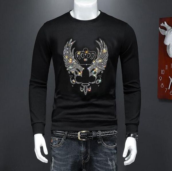 

2022 new winter hoodies men's sweatshirts rhinestones fashion quality, Black