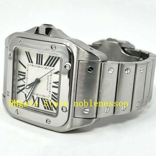 

3 color mens automatic watch in original box 100 xl w200737g w200728g steel yellow gold white 2656 38mm bracelet leather men men's mech, Slivery;brown