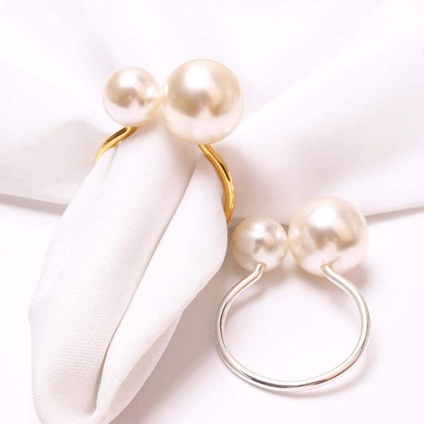 

napkin rings 6pcs pearl holder dinner table metal serviette buckle wedding party