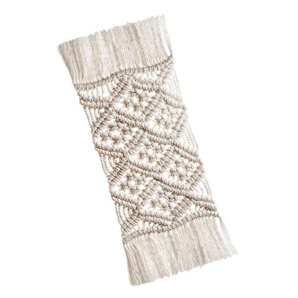 

table runner 1pc handmade macrame cup pad bohemia placemat cotton braid insulation mats for kitchen dinning decorations