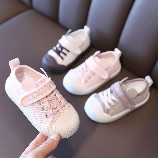 

1-3 children' baby shoes new breathable canvas shoes spring new boys and girls toddler shoes soft soled biscuit, Black;grey