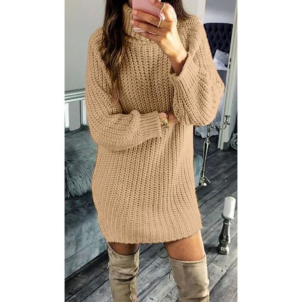 

women's knits & tees autumn winter retro solid colors knitted sweaters women loose causal commute fashion pullovers o-neck long warm, White