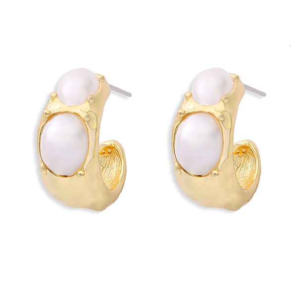 

japanese and korean fashion with alloy inlaid pearl earrings, Silver