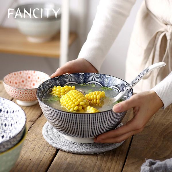 

bowls fancity ceramic big soup bowl, glazed thick creative home large noodle bowl