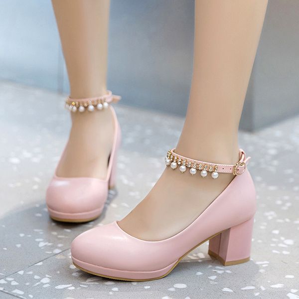 

white women wedding shoes crystal preal ankle strap bridal shoes woman dress shoes seay pumps sweet party 6933dress, Black