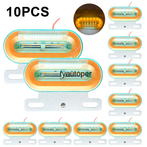 10pcs luzes laterais luzes 12V / 24V para coleta de caminhão lâmpada lâmpada lateral luzes de segurança Indicador de travão de travessão Lâmpadas de sinal