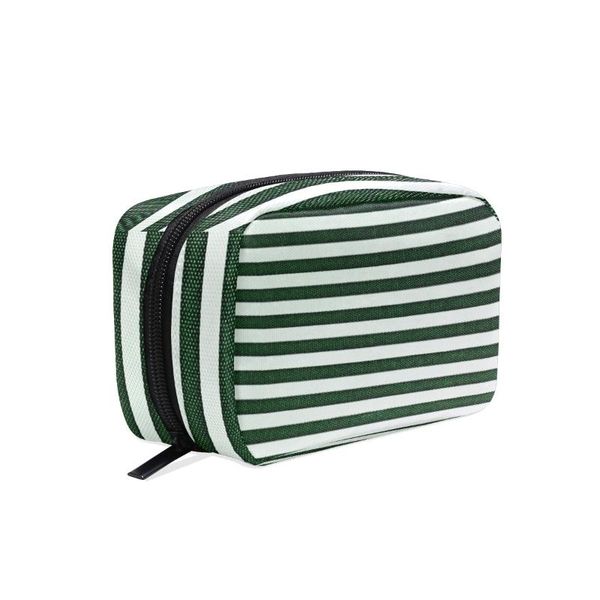 

fengju makeup cosmetic bag portable toiletries bag fashionable square storage for girls lady woman stripe fabric
