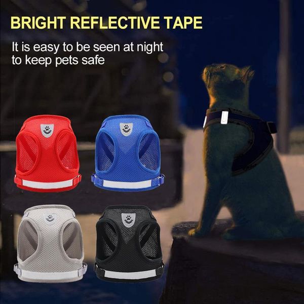 

cat collars & leads harness leash breathable escape proof pet clothes adjustable easy control reflective dogs vest for walking
