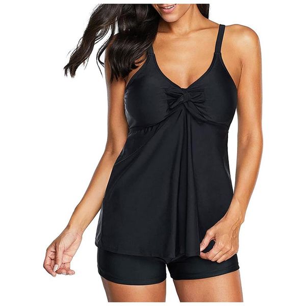 

one-piece suits 2021 two piece swimsuit swimdress swimwear plus size solid bathing suit women push up vintage tankini set