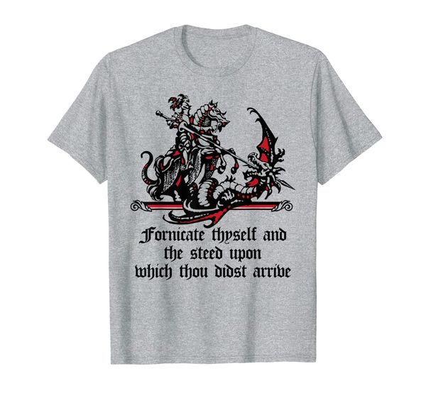 

fornicate thyself and the steed upon which thou didst arrive t-shirt, White;black