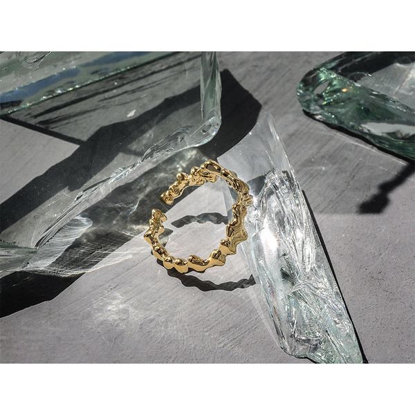 

vacuum electroplated queen fan'er simple copper ring, minority ins cool wind, irregular plain smooth female ring, Silver