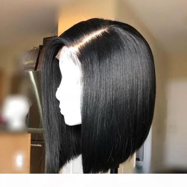

360 frontal full lace human hair wigs short bob cut glueless peruvian short bob human hair wigs 360 for black women, Black;brown