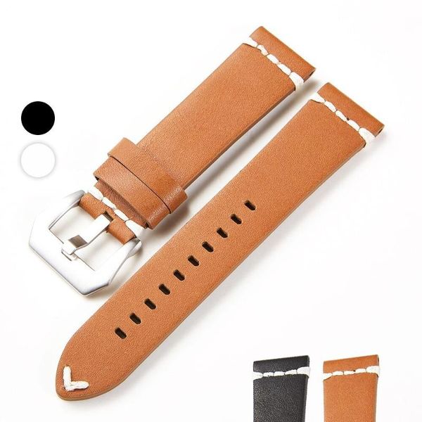 

watch bands genuine leather bracelet handmade watchband 18 20 22 24mm band green blue color wrist strap wristwatches wholesale, Black;brown