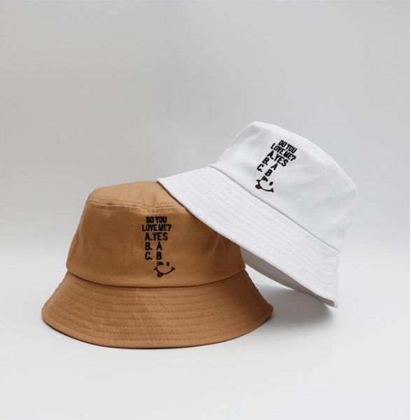 

cloches embroidery do you love me bucket hat cotton bob caps hip hop gorras men women panama summer color sunscreen, Blue;gray