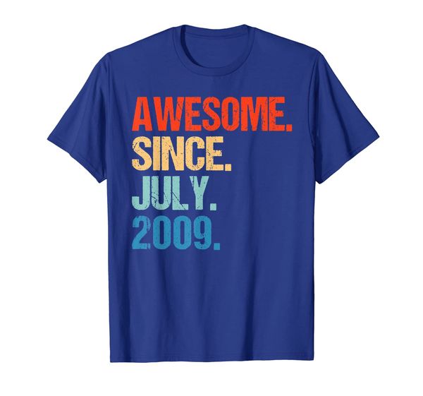 

awesome since july 2009 10th birthday gift 10 yrs old shirt, White;black