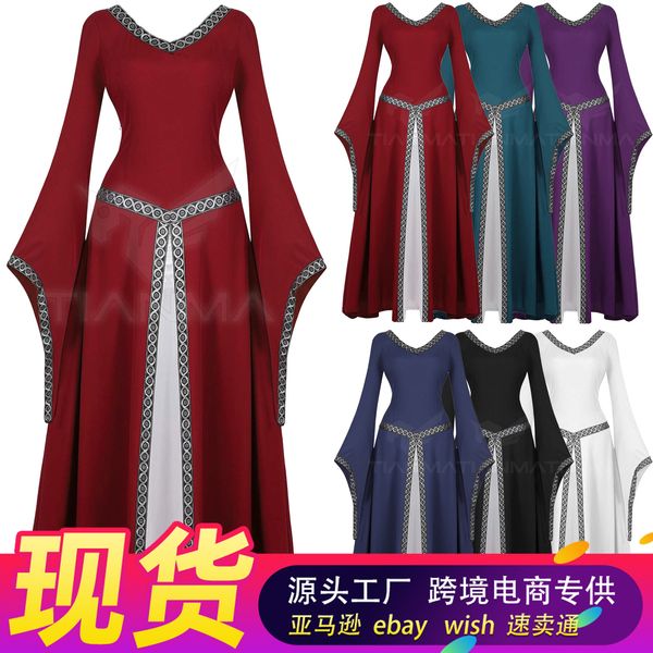 

2021 halloween costume medieval renaissance s party prom, Black;red