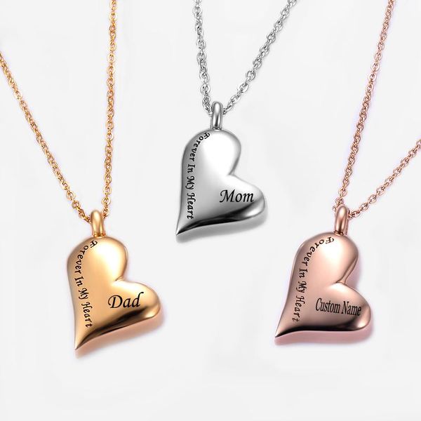 

pendant necklaces engraved forever in my heart cremation ash urn necklace engrave name jewelrystainless steel keepsake, Silver