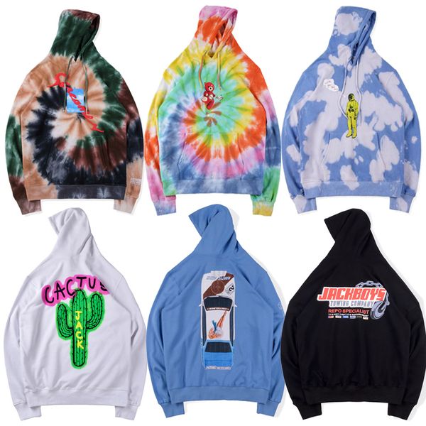 

hooded travis scott astroworld tour astronaut women men hoodies 1:1 tie dyeing sweatshirts astroworld pullover, Black