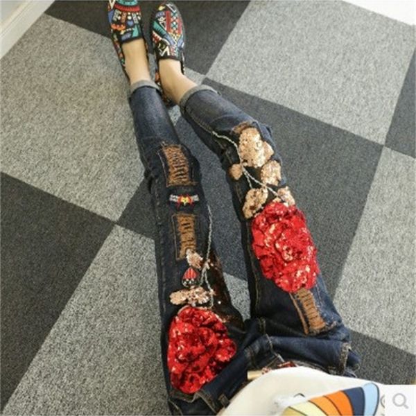 

the shape of women's breeze 2021 springtime female students red rose skin smaller shoes jeans outfit pants ii34, White;black