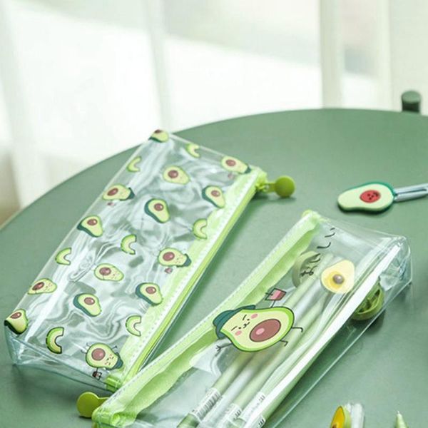 

kawaii pencil case cute avocado kids gift school pencil box pencilcase transparent bag school supplies stationery