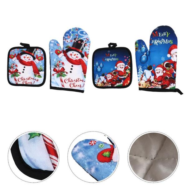 

oven mitts 1 set christmas heat resistant microwave mats anti-scalding cooking