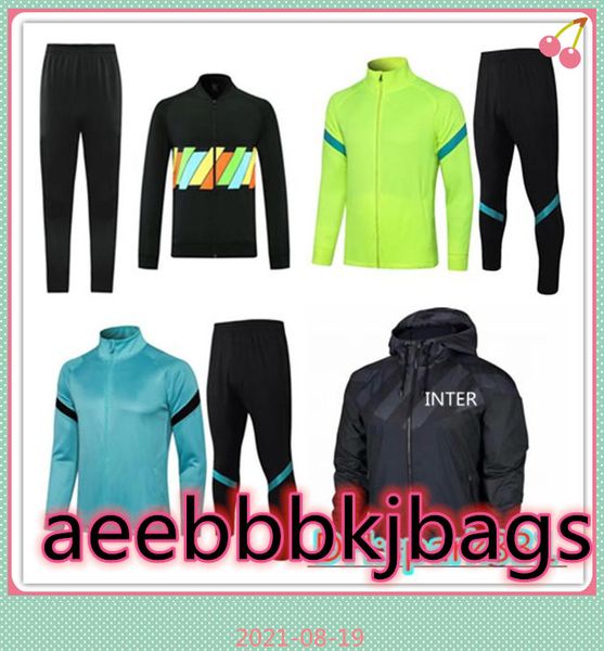 

2021 inter lukaku lautaro soccer jacket tracksuit kits 21/22 windbreaker barella vidal alexis skriniar brozovic hoodie jackets training set, Black