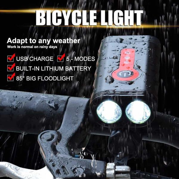 

bike lights wasafire waterproof 2*t6 led bicycle front cycling headlamp usb rechargeable light lamps 5 modes
