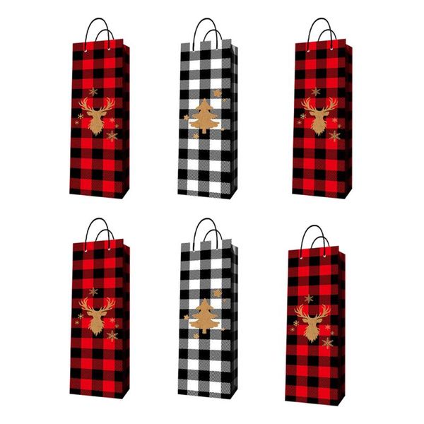 

christmas decorations 6pcs bottle bags holder carrier pouch paper storage handbag