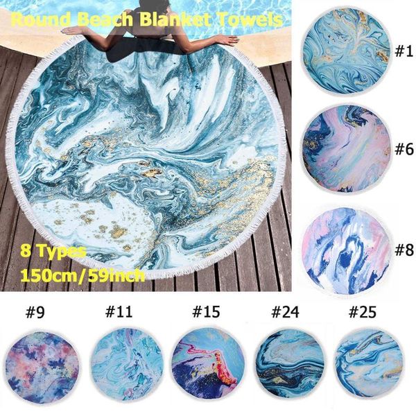 

towel 150cm abstract pattern microfiber large round watercolor beach colorful print shower bath towels for vacation