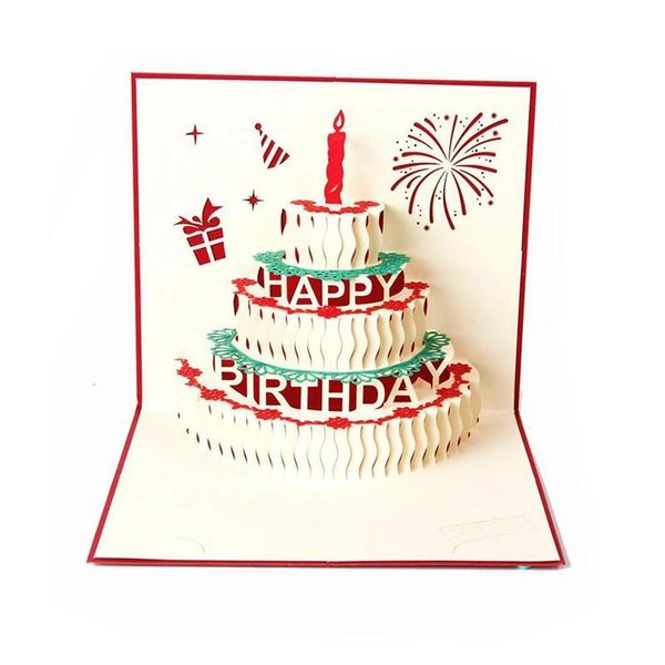 

greeting cards 3d up birthday creative card (red)