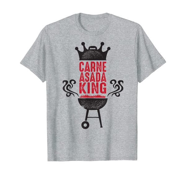 

funny carne asada king bbq chicano t-shirt, White;black
