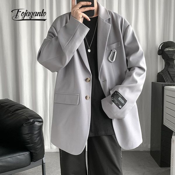 

men's suits & blazers fojaganto autumn casual korean style trend all-match loose suit jacket solid color fashion british men, White;black