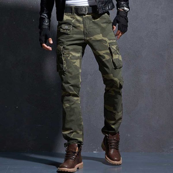 

2021 new mode cargo layer of men in casual clothes harem cotton pants fine military style male 3eyr, Black