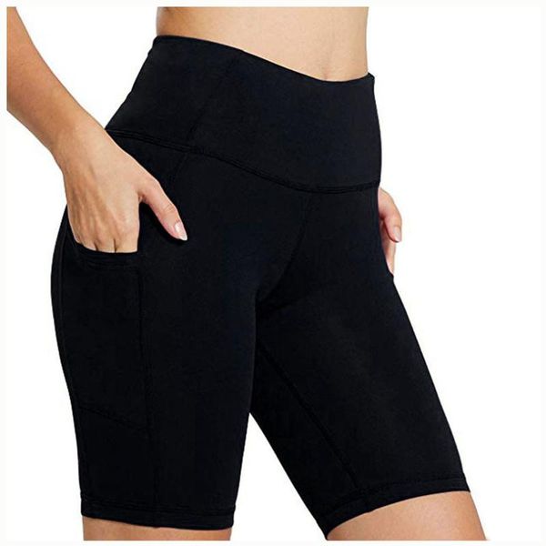 

gym jogging running shorts yoga shorts pocket fitness yoga short pantwomen high waist lifting push up tight sports #yj, White;red