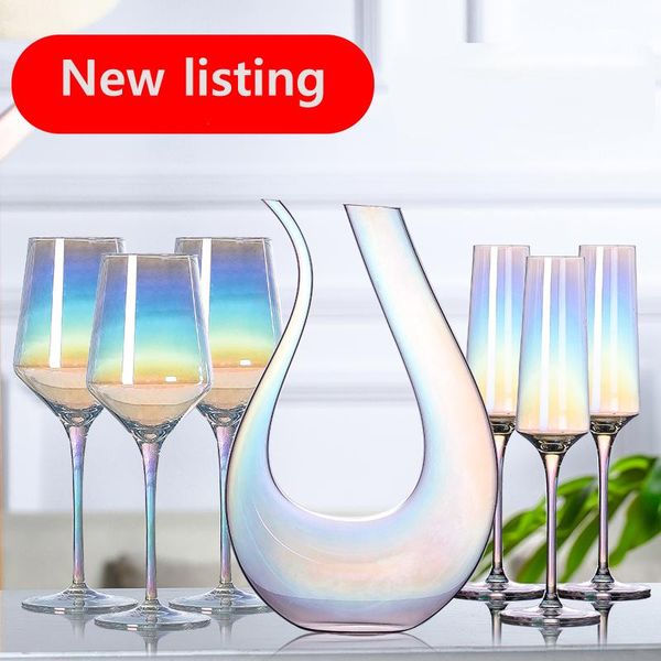 

wine glasses crystal glass rainbow red goblet home drinkware creative u-shaped decanter chanpagne cup drinking utensils