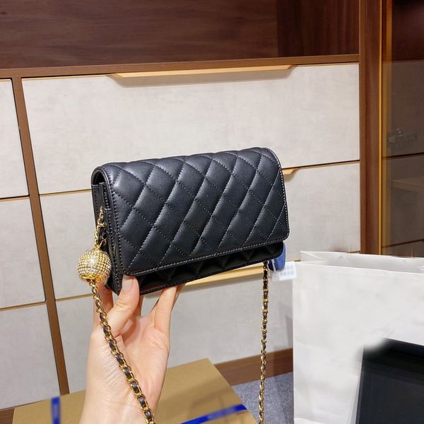 

leather handbags french designer brand bags small golden ball diamond decoration fashion shoulder bag ladies chain messenge, Red;black