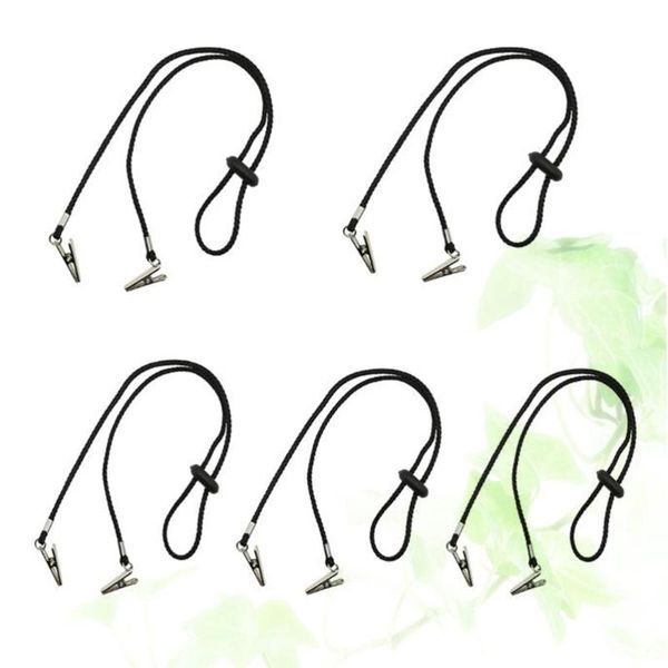 

napkin rings 5pcs paper napkins cord clip meal bib towel wipes chain flexible lanyard holder adjustable for adults (black)