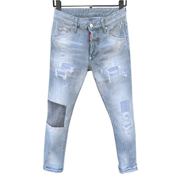 

starbags original four seasons jeans from italy men's korean embroidery casual slim black elastic pants men, counter quality, Blue