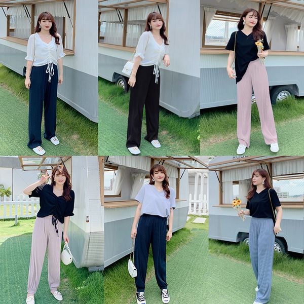 

2021 new fashion miyake trouser pleated summer high waist straight tube wide leg trousers hgq3, Black;white