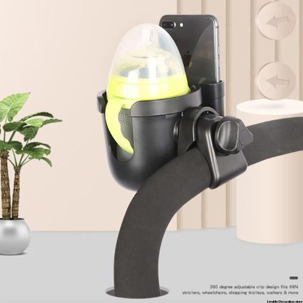 

hooks & rails 2 in 1 baby stroller cup holder + phone troller for milk bottles rack