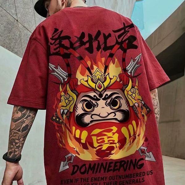 

t shirt year's short sleeve men's fashion national chinese style fat brand loose trend large size half, White;black
