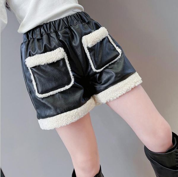 

shorts 2021 wholesale girls leather thicken winter fashion 4-9t c8, Black